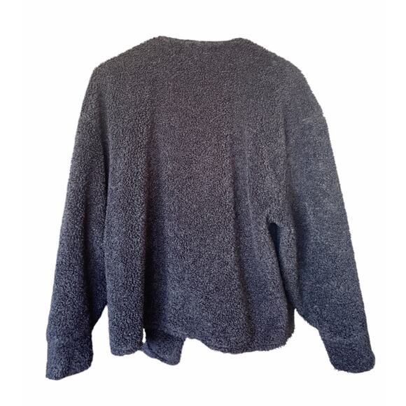 Express Cozy Black Sherpa Flyaway Open Jacket Size Medium - Picture 2 of 9
